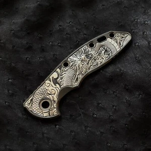 TC21 Maniglia Scala intarsiata S925 Cinese Loong per Rick Hinderer XM18 3,5” - Foto 1 di 3