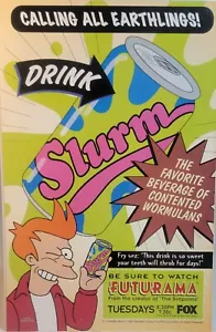 1999 Futurama Slurm Frylock Bender Vintage Druck Werbung MINI Poster offizielle Aktion - Bild 1 von 1