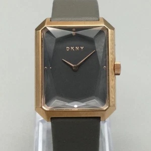 DKNY Cityspire Watch Women 27mm Rose Gold Tone Grey Dial Leather New Battery - Picture 1 of 17