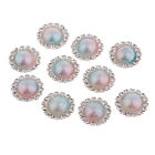10x Rhinestone Pearl Crystal Button DIY Charms Earring Finding rainbow color