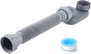 Low Profile 1 1/2 P Trap, Flexible Bathtub Shower Drain Pipe, Flat P Trap Freest - Picture 1 of 12