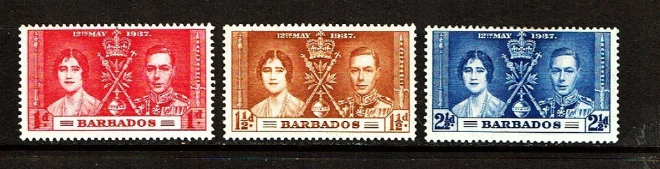 1935 Barbados Great Britain SILVER JUBILEE P/Set of 3  Sc#186-8  M/H/OG Fresh! - Image 1 of 1