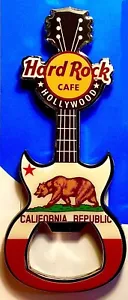 IMÁN DE GUITARRA ABRIDOR DE BOTELLAS BANDERA DE CALIFORNIA HARD ROCK CAFÉ HOLLYWOOD - Imagen 1 de 1