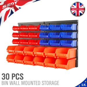 30Pcs Wall Mount Storage Organiser Bin Rack DIY Tool Bits Boxes Garage Workshop - Picture 1 of 10