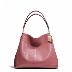 BORSA A TRACOLLA COACH MADISON PICCOLA PHOEBE NUOVA CON ETICHETTE ORO CHIARO ROSSO F26224 - Foto 1 di 6