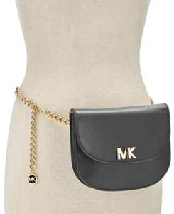 MICHAEL Michael Kors MK Turnlock Chain Fanny Pack Women's S/M Black/Gold - Picture 1 of 12