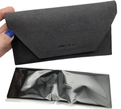 New 100% Authentic JIMMY CHOO Case Eyeglasses Sunglasses w/Cleaning Cloth Grey