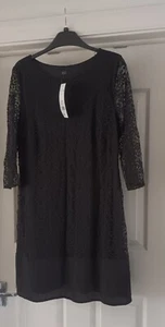 Little Black Lace Party Dress - Size 14 - Picture 1 of 4