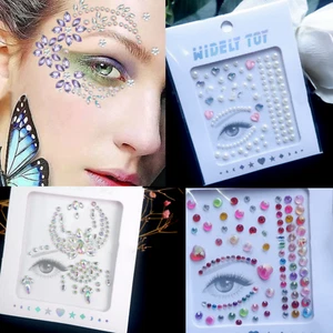 Women Girl Concert Makeup Face Gem Bling Crystal Pearl Mermaid Art Sticker Bead - Picture 1 of 29