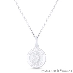 Colgante medalla de plata de ley 925 San Antonio Padua, santo patrón de las cosas perdidas - Imagen 1 de 1