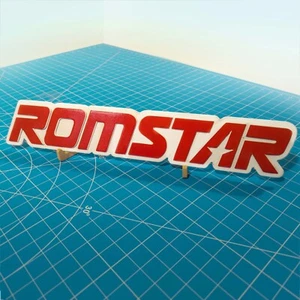 🕹️ Romstar Logo Sign – Engraved Retro Arcade Gaming Wall Art | Handmade Wood - Picture 1 of 3
