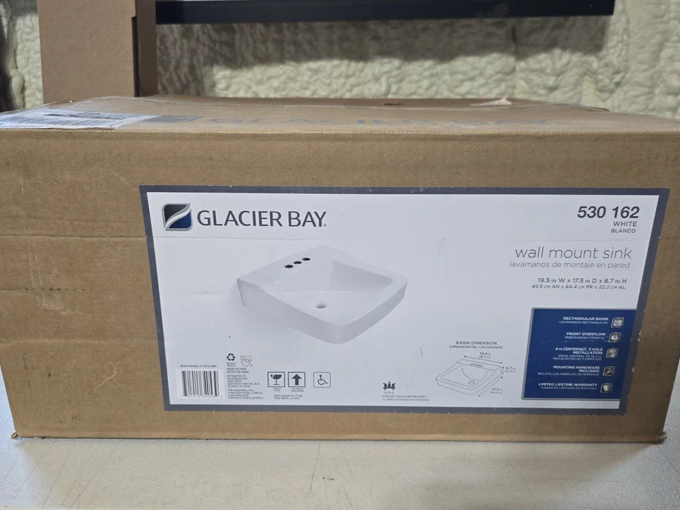 Glacier Bay Aragon Wall-mount Bathroom Sink in White 530162