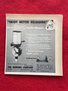 Pubblicità Stampa Vintage 1955 The Redding Company Misura Polvere Ricarica Munizioni - Foto 1 di 7