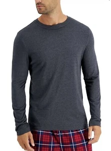 Club Room Mens Chatham Knit Long-Sleeve Charcoal Lounge T-Shirt - Picture 1 of 1