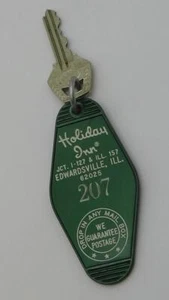 Vintage Hotel Motel Zimmer Schlüssel und Anhänger Holiday Inn Zimmer 207 Edwardsville OHIO - Bild 1 von 7