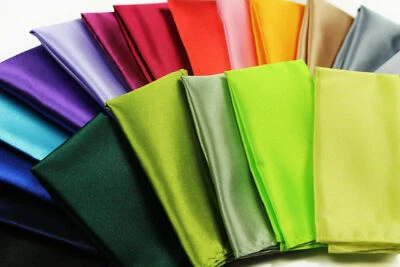 Mens Pocket Square Plain Formal Hanky Wedding Tie White Silver Red Handkerchief - image 1 of 4