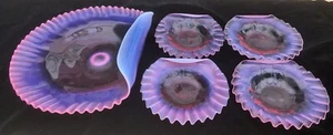 Fantastic BIG Opalescent Victorian 5 Bowl SET Cranberry PINK White Vaseline RARE - Picture 1 of 11