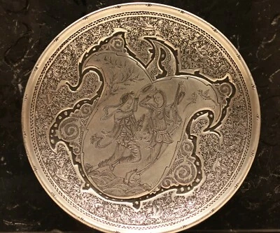 antiguo mural plateado hecho a mano aguja grabado marcado Foto 1 de 4