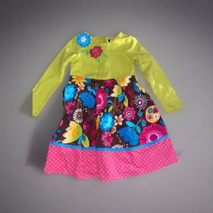 Counting Daisies Floral Striped Polka Dot Long Sleeve Dress Toddler Size 5 New - Picture 1 of 7