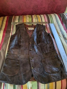 Vintage 60's Leather Stocking Ladies heavy vest bohemian brown - Picture 1 of 12