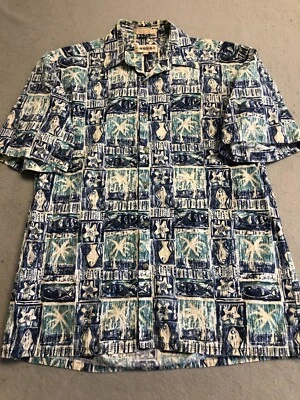 Camisa Campia Moda con botones para hombre mediana con estampado nativo hawaiano a cuadros Resort Foto 1 de 4