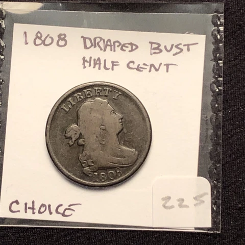 1808 Draped Bust Half Cent very choice planchet nice no problem coin Cover