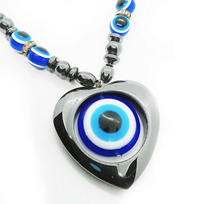 Colar Evil Eye, vidro azul turco e contas de hematita 2023 - Imagem 1 de 4