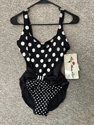 Vintage Rose Marie Reid Pin Up Black White Swim Suit Size 10 (Small) W/ TAGS - Image 1 of 4