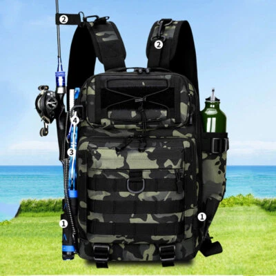Outdoor Fishing Lure Tackle Backpack Storage Bag Camping Sling Shoulder Backpack - image 1 of 4