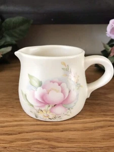 Aldridge Longton Pottery Small Milk / Cream Jug Floral Pink Cabbage Rose - Picture 1 of 7