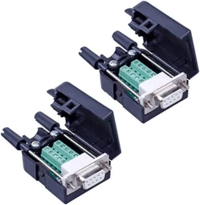 2PCS DB9 Femelle Connecteur sans soudure Adaptateur série DB9 Port série RS23... - Afbeelding 1 van 7