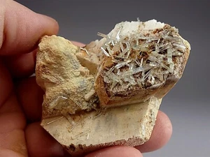 Erongo Light Blue Aquamarine Beryl Crystals on Peach Microcline Feldspar #5 - Picture 1 of 7