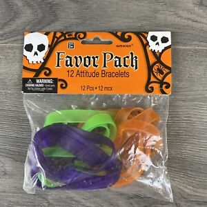 Amscan 12 Piece Attitude Bracelets Halloween Trick Or Treat Party Supplies New