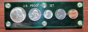 1964 PROOF Set in Vintage Green Core Acrylic 3 Piece Holder probably Capitol - Picture 1 of 2
