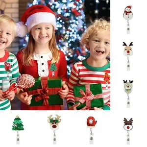 Card Badge Clip Name Card Holder Retractable Badge Reel Christmas Badge Holder - Picture 1 of 12