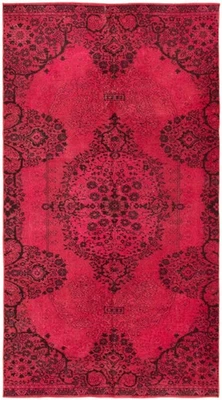 Vintage Dark Pink Traditional 4'11" x 9'2" Hand-Knotted Oriental Wool Area Rug - Image 1 of 4