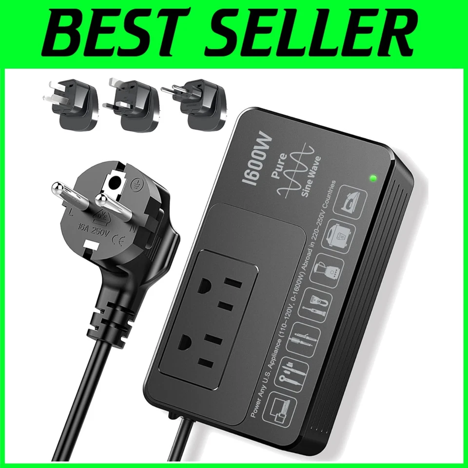 Smart 220V to 110V Voltage Converter with Surge Protection - Image 1 of 4