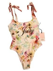Juicy Couture Pink Floral one piece Summer Swimsuit Sz Small MSRP $98 NEW NWT - Picture 1 of 8