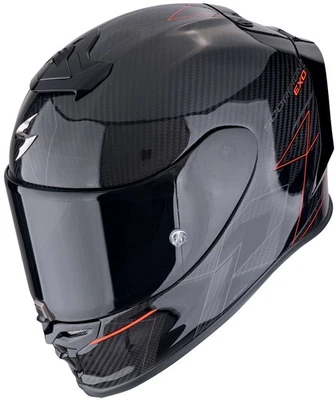 Scorpion Exo-R1 Evo Carbon Air Cynergy Integralhelm Schwarz / Rot Motorradhelm - Bild 1 von 3