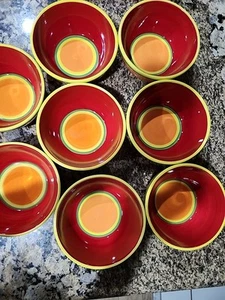 Dansk Caribe Aruba 8er Set Müsli Suppe Schüsseln 6" gelb rot grün orange - Bild 1 von 3