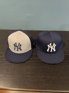 NY Yankees Team MLB Youth Hat Flat Brim- Set Of 2 - Picture 1 of 8