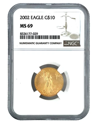 2002 $10 American Gold Eagle 1/4 Oz NGC MS 69 - Image 1 of 4