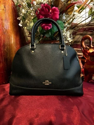 Coach Sierra Crossgrain Leather Shoulder Bag Satchel Black Medium - Image 1 of 4