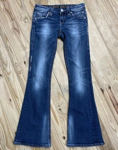 ROCK REVIVAL Sasha Flare Low Rise Stretch Jeans SIZE 26 Embellished Flap Pockets - Picture 1 of 6
