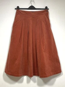 Crew Clothing Pleated Pin Cord Midi Skirt UK 10 Burnt Orange - Picture 1 of 8