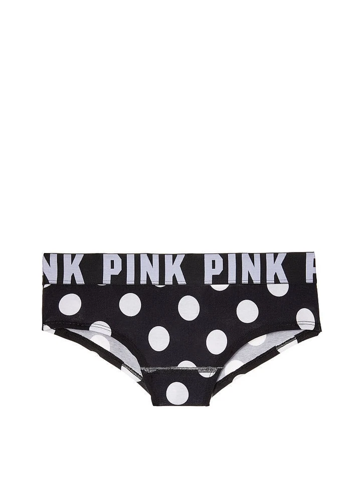 Panty Victoria's Secret ROSA Logo Cheekster Negro Blanco Lunares Foto 1 de 1