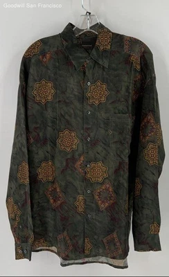 Structure Men's Multicolor Long Sleeve Button Up Shirt 100% Silk Size M - Image 1 of 4
