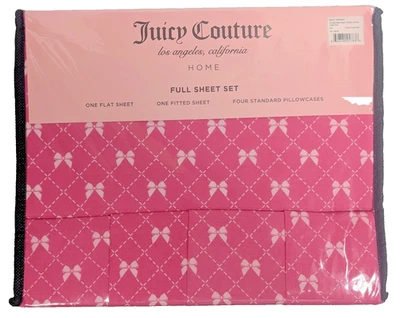 Juego de sábanas COMPLETAS Juicy Couture 6 psc rosa con lazos y senderos Foto 1 de 3