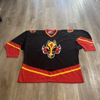 Vintage 90’s Proplayer Calgary Flames Hockey Jersey XXL 2XL NHL Mint Black Red - Image 1 of 4