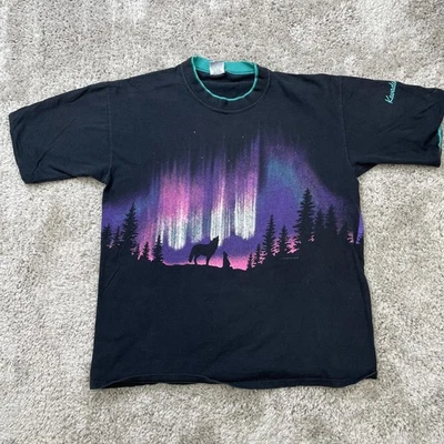 Vintage Kewadin Casino Shirt Mens Large Wolf Northern Lights Habitat 90s USA - Image 1 of 4